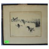 1934 Richard E. Bishop Etching landing Ducks 'Rice