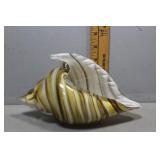 Art glass contemporary shell in ribbon design