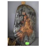 Mixed media sculpture/wall plaque w/ Native Americ