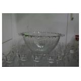 Heisey Lariat Punch bowl with twelve cups