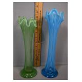 Two Fenton Boggy Bayou Swung Vases in opalescent g