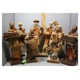 Eight paper Mache Mexican peasant figures