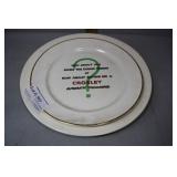 Two Dishware advertisement plates incl Crosley and