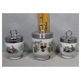 Three Royal Worcester porcelain egg coddlers HP w/