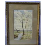 James 'Boe' Anderson framed watercolor of creek sc