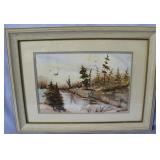 S. Bernella Decker framed watercolor of lake side