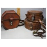 Three leather carry cases vintage