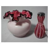 Fenton Black rose crest ruffle top Bowl & Fenton r