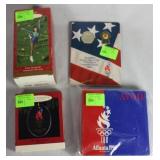 Four 1996 Olympics Christmas ornaments in original