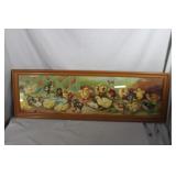 Chicks at play framed print 26' x 12'