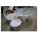 Spun fiberglass dining table , arm chair and foots