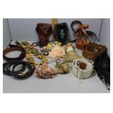 Dressing grouping - belts, necklaces, beaded purse