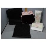 Kim Seybert silk scarves, M leather joggers, vinta