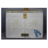 Irish Cabin needlepoint pillowcases in presentatio