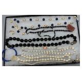 14kt or 925 embezzled Beaded jewelry grouping incl