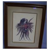 Bird dog hunting print with pheasant 27.5' x 23.5'