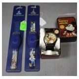 Three Mickey Mouse wrist watches incl Magic bands