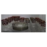 Cranberry and Crystal grouping - service for 4 - i