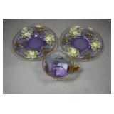 HP amethyst saucers & teacup