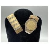 Two Sterling Money Clips: one bar shape w/ 14kt ov