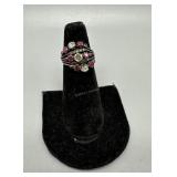 14kt diamond and ruby cluster ring - 3.8gtw