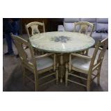 Tole painted floral dining table & 4 arm chairs  4