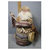 Handcrafted Santa-like figure with wool, nature sk