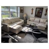 White four pc adjustable sofa with lounge and pull