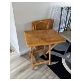 3 Wood TV trays with stand