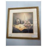 3pcs framed art - still life, family clock, acryli