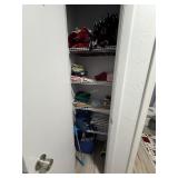 Closet Contents: towels, blankets, pillows, grabbe