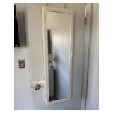 Wall hanging jewelry cabinet with mirrored front &
