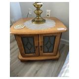Pair Oak double door side tables & matching coffee