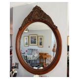 Oval Wall mirror with shell crown