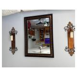 3pc wall art - rectangular mirror, pair candle wal