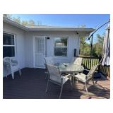 patio contents incl glasstable top with chairs, pl