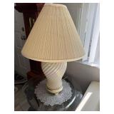 Pair Iridescent table lamp in white