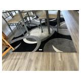 Two black geometric area rugs 4' x 6' & 6' x 8'