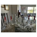 Seven pc pressed glass incl pitchers and candlesti