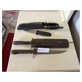Five knives incl Kershaw, Indonesia wood carved, a