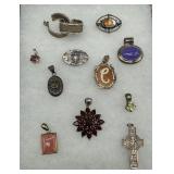 Sterling pendant & brooch incl "c" cameo, citrus,