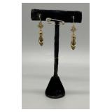 14kt 3-leaf clover and slipper drop earrings & 14k