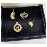 Four 14kt Romantic pendants incl "Wedding",