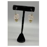 14kt pink quartz earrings with heart earring jacke