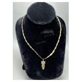14kt double strand twist 18" necklace with 14kt ow