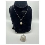 Two Sterling bird pendants with a 18" sterling