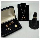 14kt 18" Necklace with 14kt heart dove charm, 2 14
