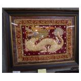 Taiwanese embroider dragon framed - 22" x 28"