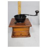 19th Century coffee grinder with copper lined draw