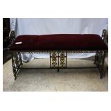 Cast metal waiting bench with soldier silhouette -